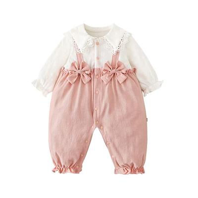 Baby Long Sleeve Layered Newborn Fake Layered Baby Birth Preparation 24M [Baby Koi] Clothes, Romper, Spring/autumn Look, Coverall, Girl, Gift, Bow,