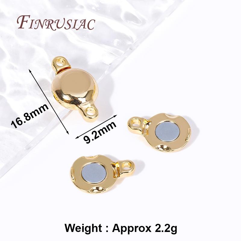 18K Gold Plated Brass Metal Round Magnetic Clasps Closure Magnet End Clasp Connectors For Jewelry Making Accessories Findings