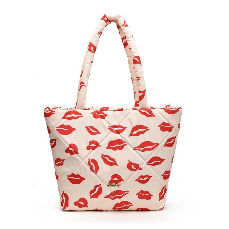 

Модная новая хлопковая сумка для губ, женская повседневная сумка-тоут большой вместимости, персонализированная, для студенток, зимняя, универсальная, на плечо One size белый