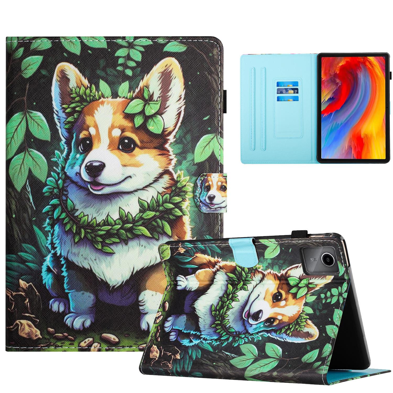 

For Lenovo Xiaoxin Pad 11 2025 Case Pattern Printing Leather Tablet Cover with Card Holder Corgi