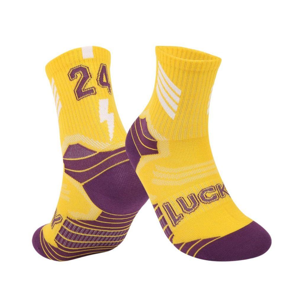

1 Pair Cotton Kids Basketball Socks Non-slip Kids Towel Socks Outdoor Children Soccer Socks Gym yellow-24