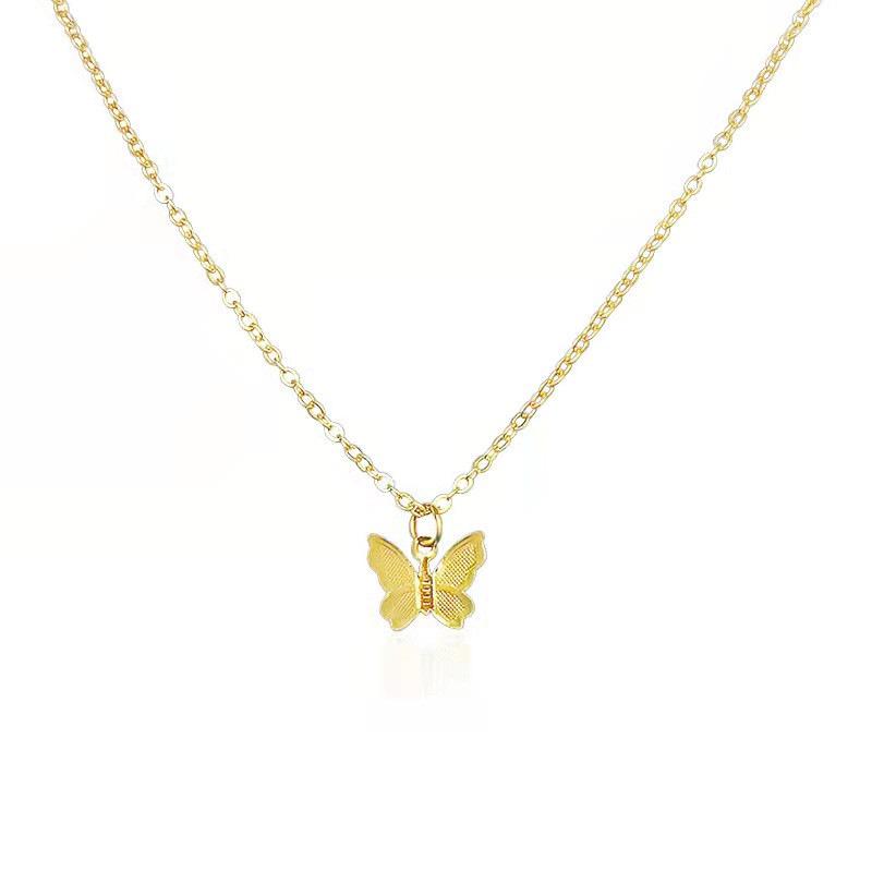 Trendy fashion versatile women's niche light luxury items, simple alloy butterfly pendant necklace
