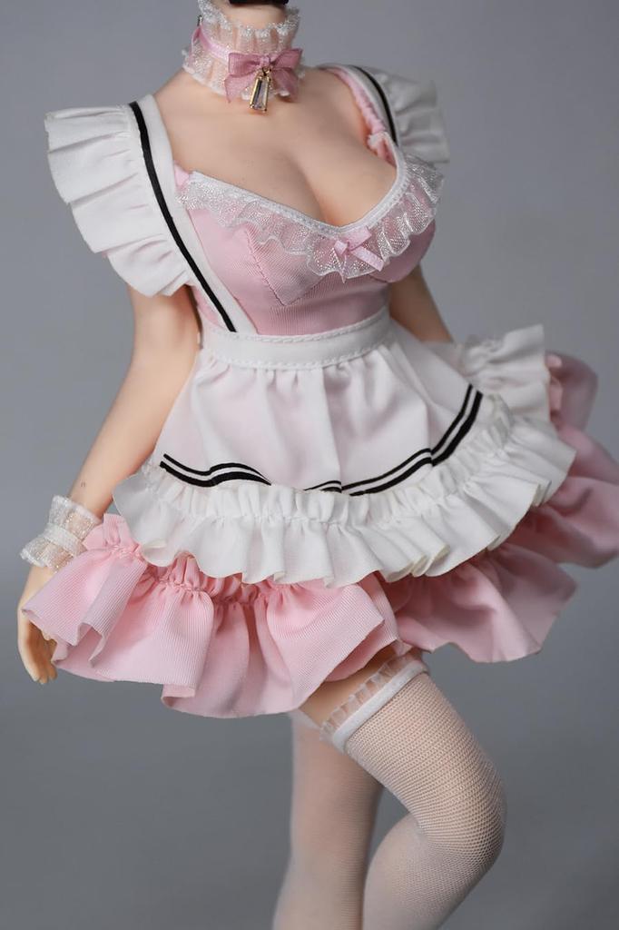 Figurka w skali kompatybilna z ciałem TBLeague styl GS kompatybilna z ciałem TBLeague Seksowna piękna kobieta Zestaw mundurek pokojówki i głowa nie