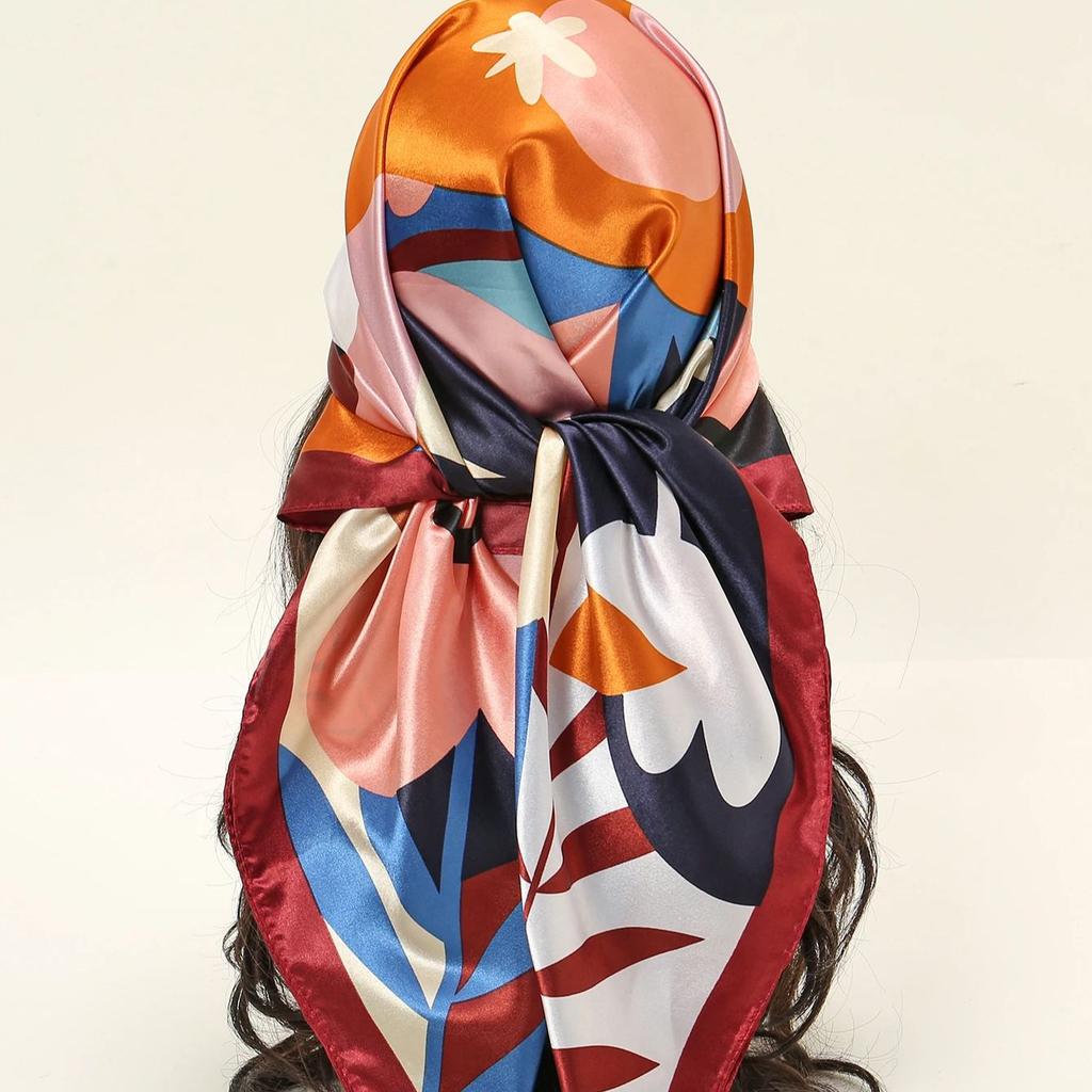 Women Square Silk Scarf Luxury Brand Large Shawl Neckerchief Print Headband Female Foulard Bandana Wraps Hijab Scarves 90*90cm
