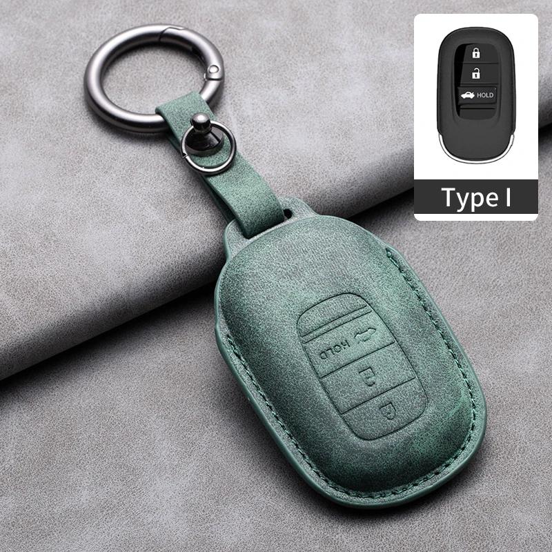Leather Car Key Case Cover Holder Keychain Protector Shell for Honda Accord EX EXL Civic CRV HRV Pilot Ridgeline 2016 2017 2018