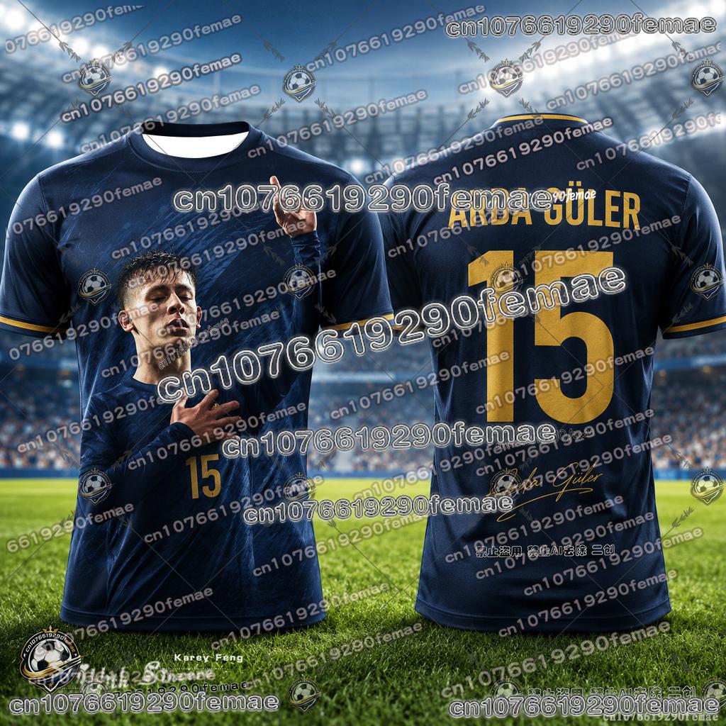 2026 Arda Güler Football Fan Jersey Summer Quick Dry Soccer Shirt 3D Print Sportswear Casual Training Tee Kids Adult Men Women