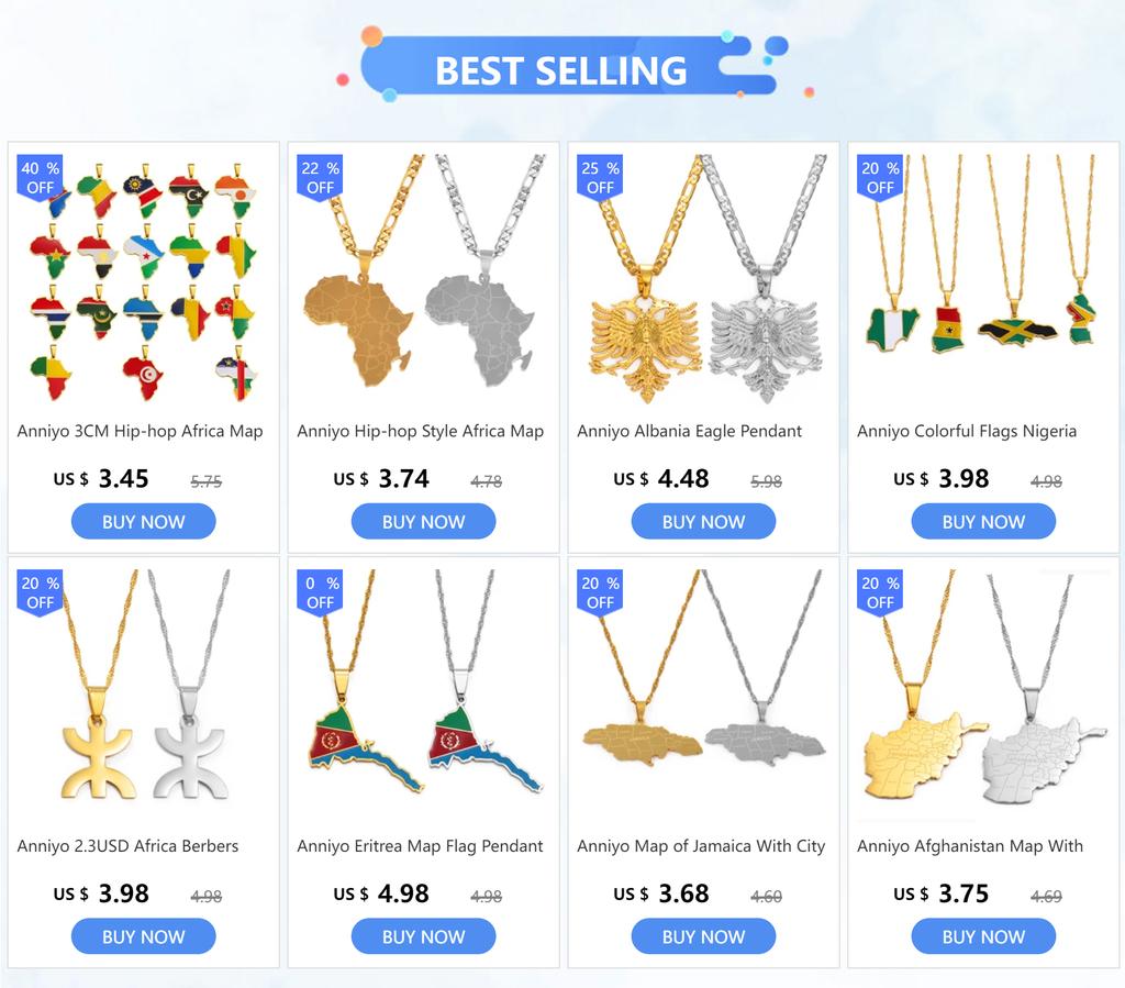 Anniyo 2.3cm Spain Ibiza Map Pendant Necklaces for Women Girl Iviza Ivica Stainless Steel Jewelry #012462