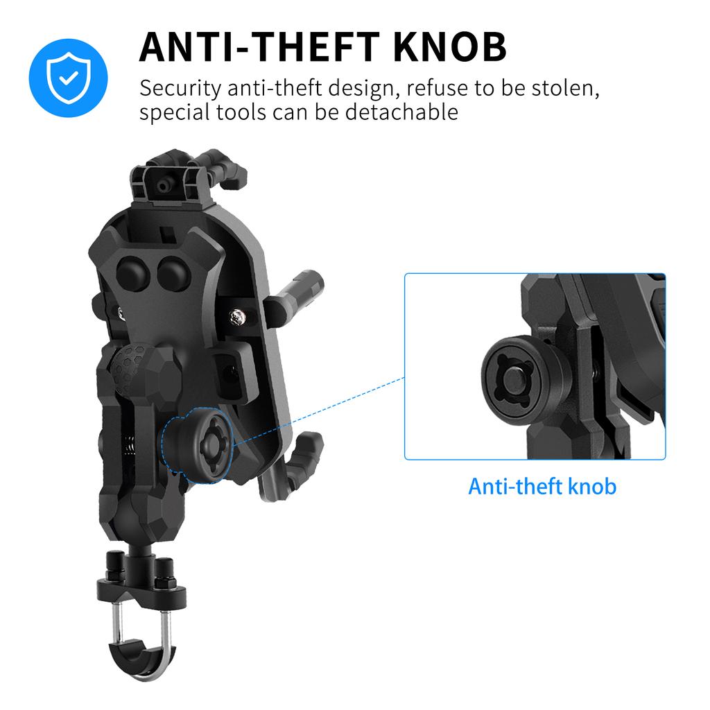 Motorcycle Phone Mount Holder Waterproof Motorcycle Cell Phone Holder Anti-theft 360 Degrees Rotation Motorbike Rearview Mirror Mount for 3.5-6.5inch
