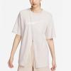 Nike T-shirt da Donna con Stampa Logo Dettaglio Diviso Traspirante Girocollo Manica Corta Top Beige FB8346-104