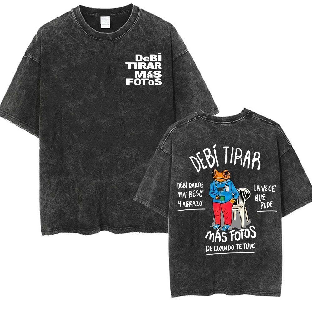 Wholesale Rap Bad Bunny DTMF World Tour Oversized Tshirt for Men Luxurious Fashionable Retro Washed Hiphop Pure Cotton Tshirt