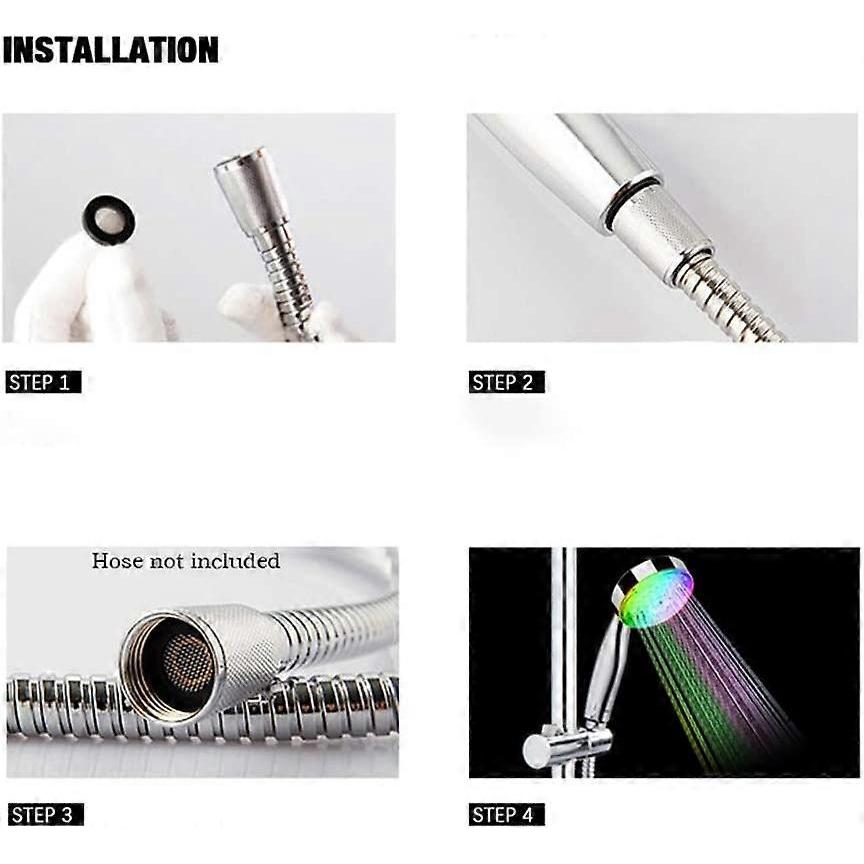 Pommeau de Douche, Douchette Douche Salle de Bain Universelle, 7 LED Couleurs Changement de Couleur Automatique, Haute Pression Economie Deau Protecti