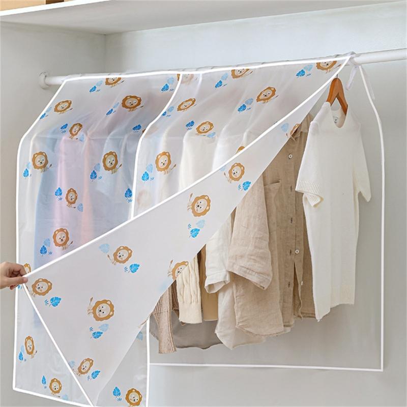 Clear Reusable Wardrobe Clothes Protectors Dustproof Hanging Organizers Clothing Rack Covers For Long Coat Garment Bag
