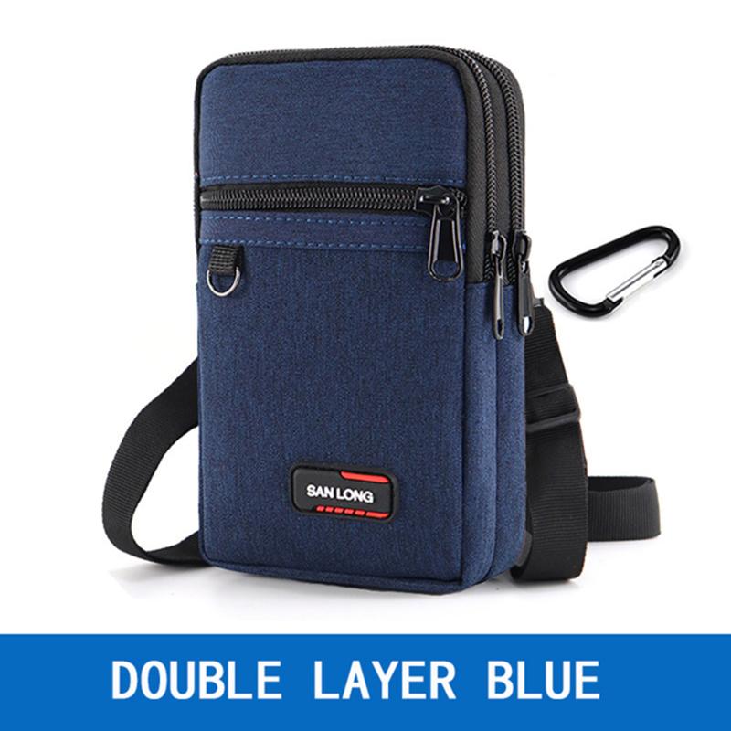 

Waterproof Waist Bag Purse Double Layer Outdoor Oxford Waist Fanny Pack Men Phone Pouch Camping Hunting Shoulder Bag синій