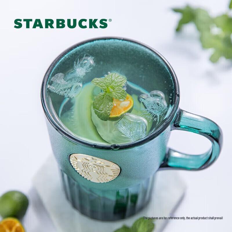 Starbucks Dark Green Goddess Plaque Glass Mug, 400ml