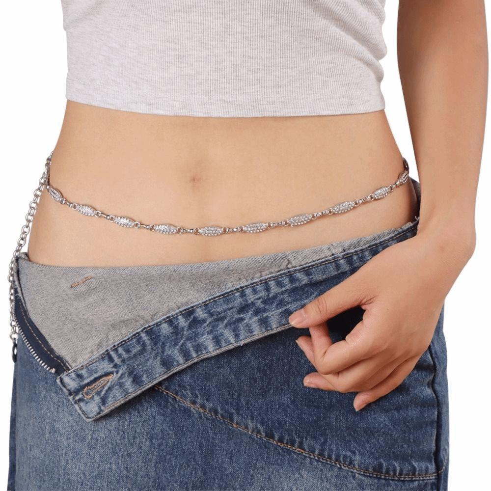 Metal Rhinestone Belly Belts Gold Y2K Waistband Colorful Crystal Waist Chain  Skirt Accessories