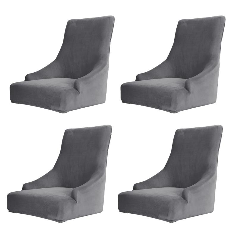 

European Elegant Sofa Slipcovers With Silver Velvets Materials For Living Room Dining Chairs темно-сірий