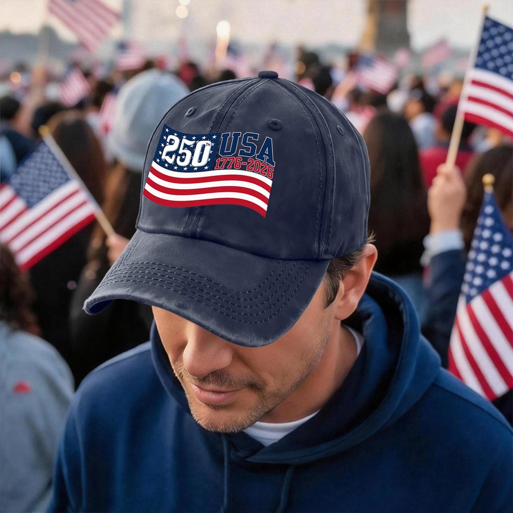 Men's and Women's Matching American 250th Anniversary Anniversary Embroidered Vintage Washed Baseball Cap