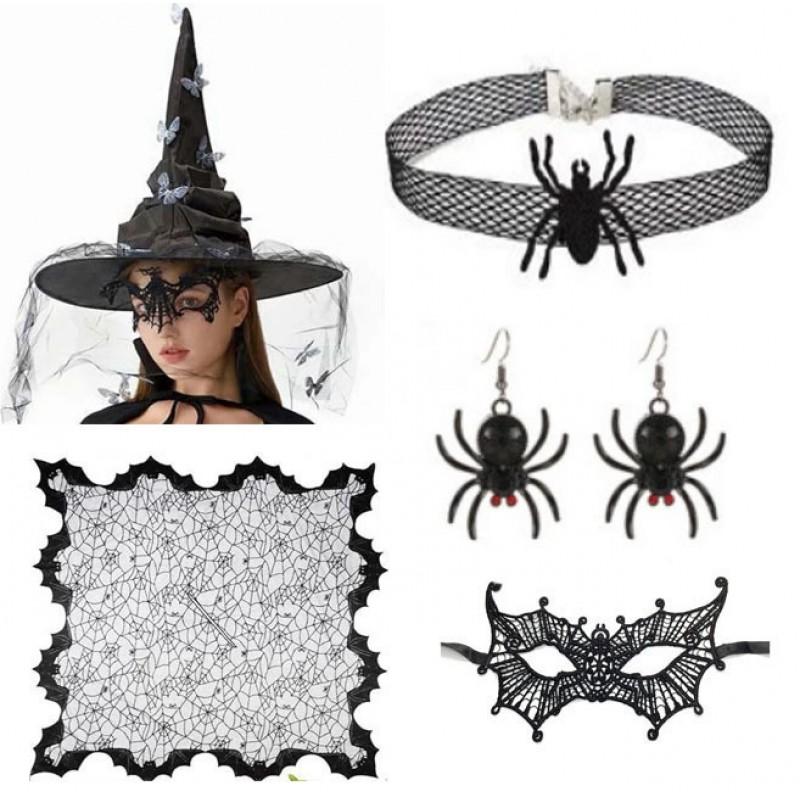 Witch Hat Costume Accessory Halloween Party Cosplay Dress Up - Black Purple Orange