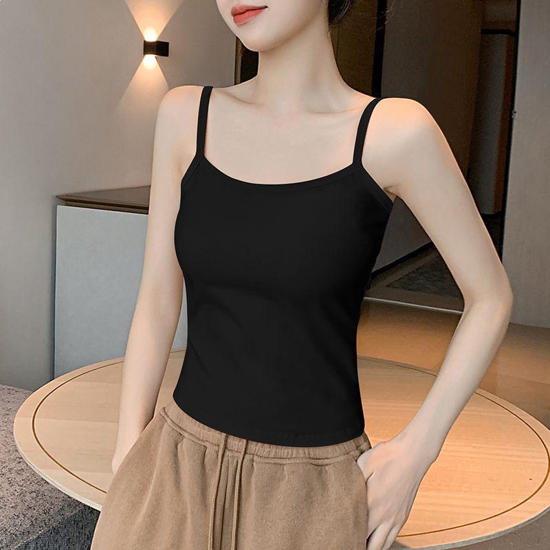 

2025 Summer Slimming Spaghetti Strap Tank Top – White, Slim Fit, Side Boob Coverage, Beautiful Back Design for Women 2XL [136-145 lbs]