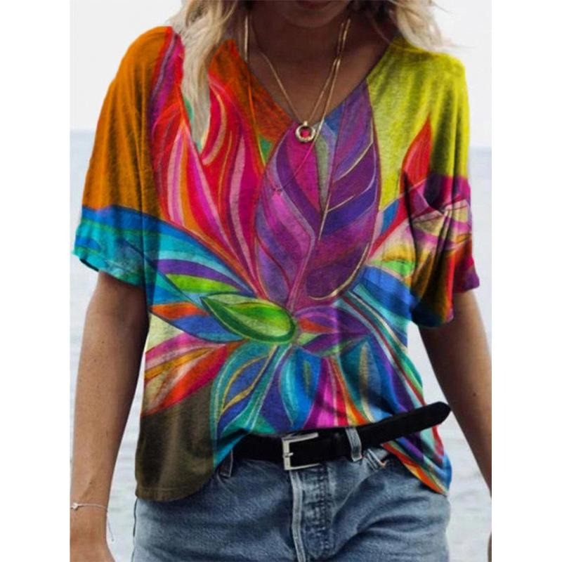 New Popular Abstract Painting 3D Printed Short Sleeved T-shirt for Women's Clothing