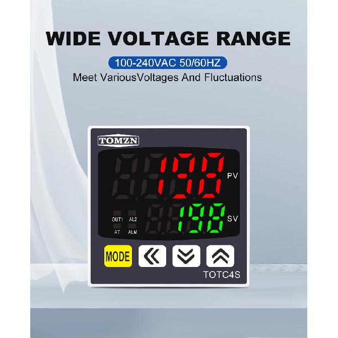 TOMZN Digitální PID Termostat Dvojitý Výstup Univerzální Vstup Regulátor Teploty Relé SSR AC110V 220V TOTC4S
