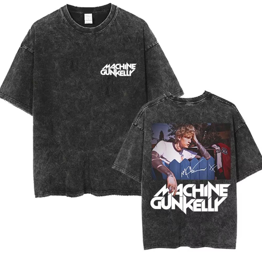 Vintage Washed Machine Gun Kelly T Shirt MGK Lost Americana Tour Fans Tshirts Men Women Punk Gothic Hip Hop Oversized Tees