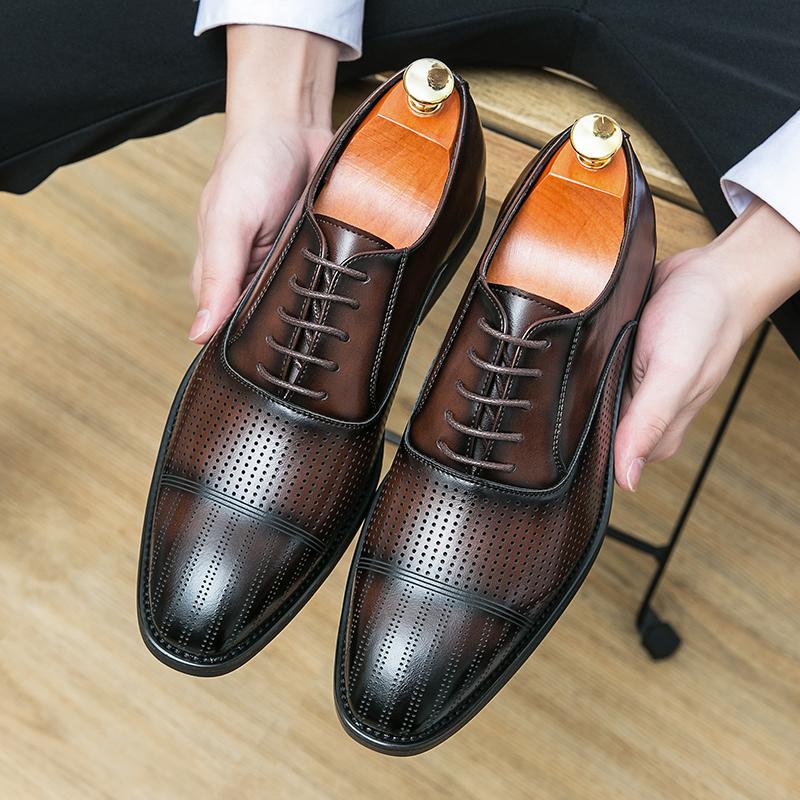 

Male Comfortable Dress Footwear Luxury Brand Male Oxfords Shoes Leather Fashion Business Shoes Men Pointed Toe Men Casual Shoes 44 коричневый