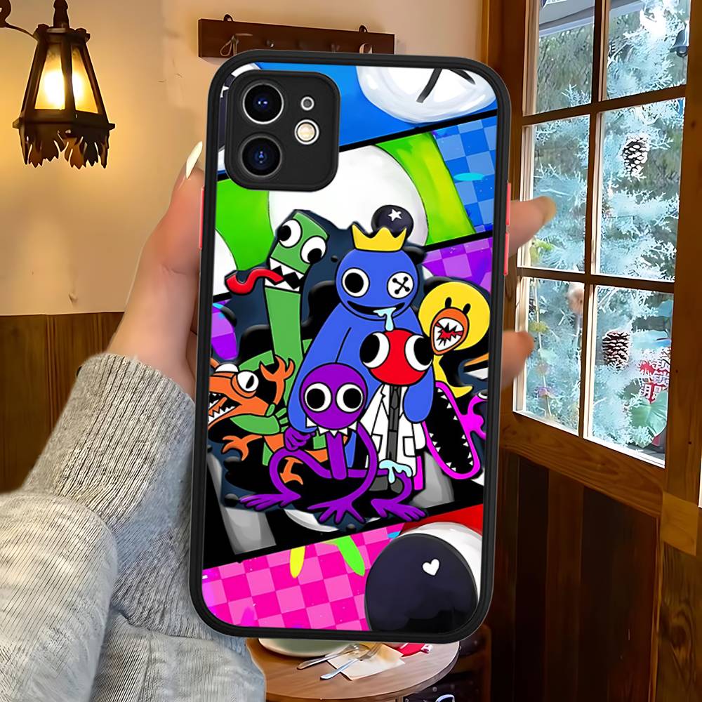 Cartoon R-Rainbow Friends For IPhone 16 15 13 12 14 11 Pro Max X XS MAX Color Case Matte Silicone Phone Cover