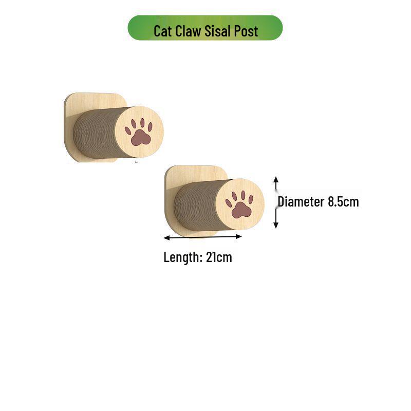 Wall-Mounted Solid Wood Cat Climbing Frame with Bed, Jumping Platform, and Scratching Post