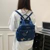 Bolso de Mezclilla Bordado Estampado Bolso Grande de Hombro Cruzado