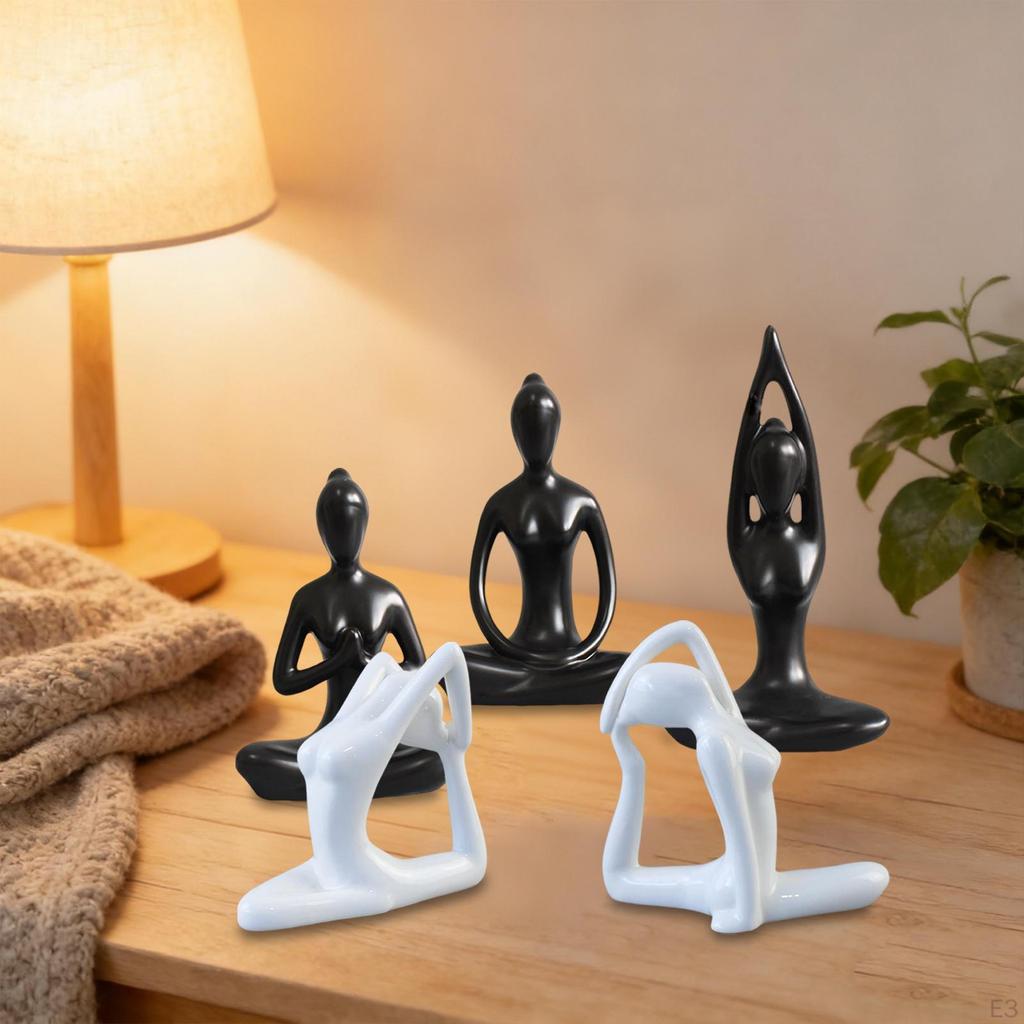 Ceramic Statue Art Sculpture Decor Small Figurine Meditation for Cabinet Desktop Shelf