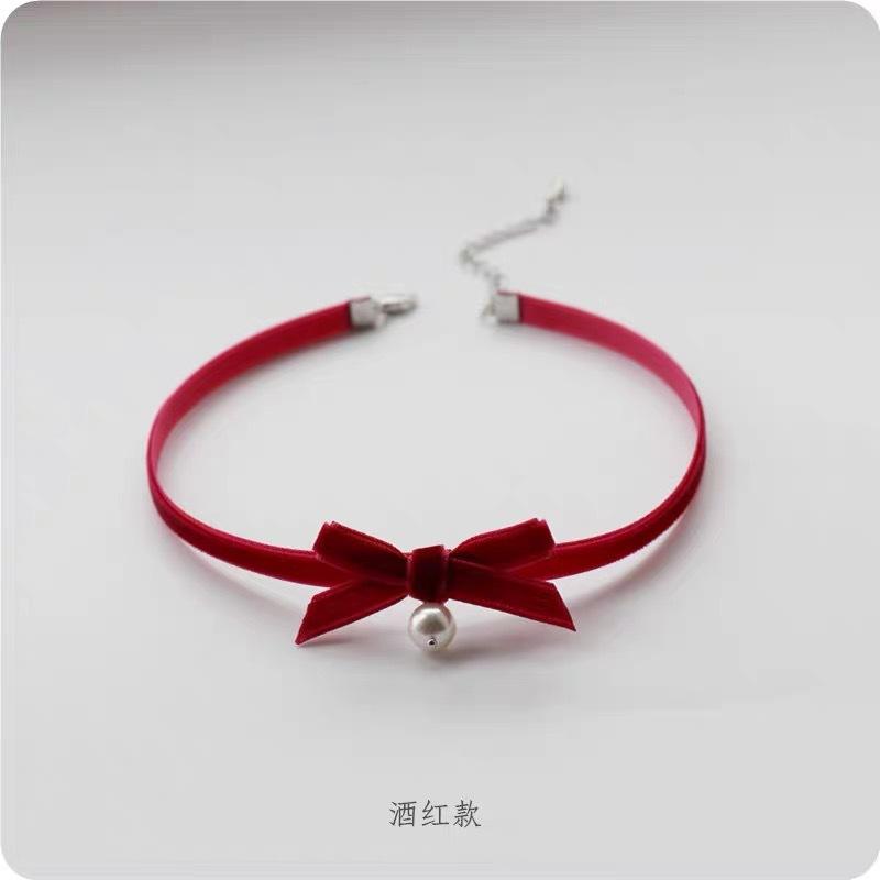New Christmas Sweet Velvet Bow Bell Collar Choker Neck Chain Women's Delicate Collarbone Chain
