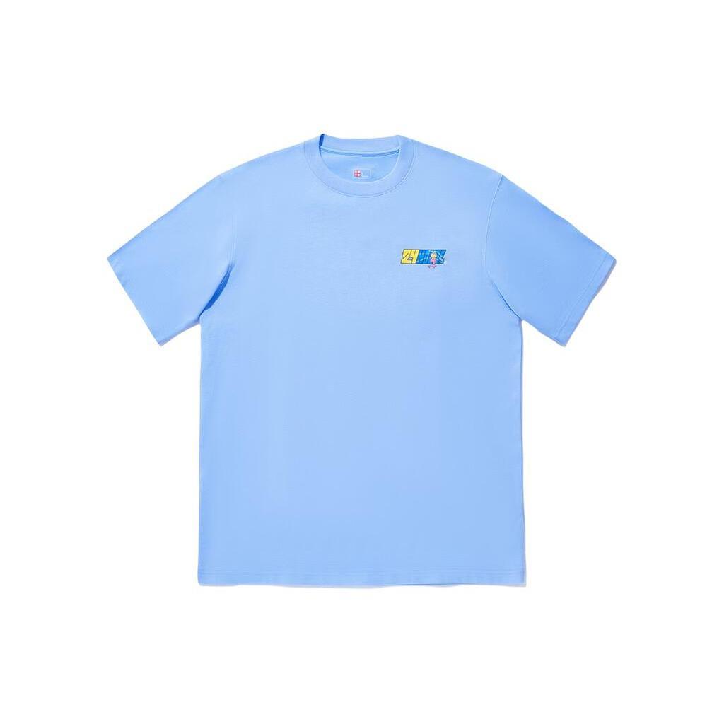 Li Ning X Pablo Ientile Drop Shoulder Sleeve T Shirt Unisex Bright Sky Blue AHSU217-5