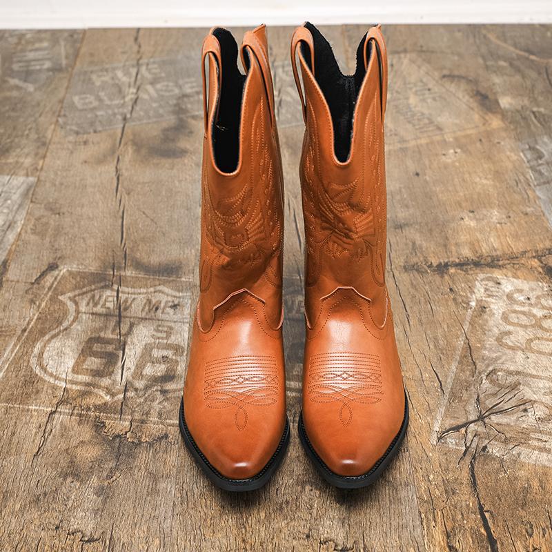 Large size 46 Chelsea men's shoes British trend casual fashion high top leather shoes tooling short boots Martin boots