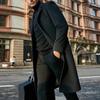Coupe-vent pour hommes, couleur unie, col rabattu, simple boutonnage, épais, droit, longueur aux genoux, manteau Long de Style britannique, automne et hiver