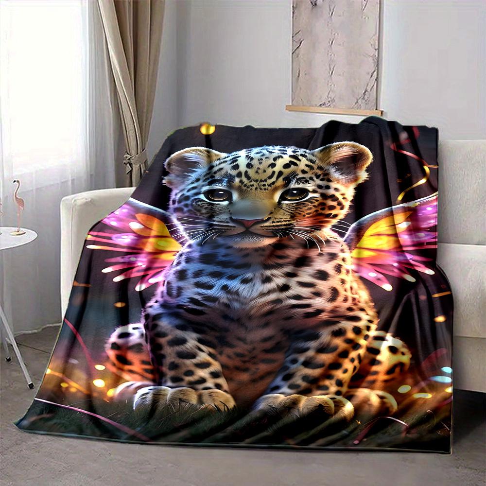 1PC Leopard Print Wings Blanket, Throw For Sofa, Bed, Travel, Camping, Livingroom, And Bed, Printing Blanket With Soft And Warm Fabric Yy250918193