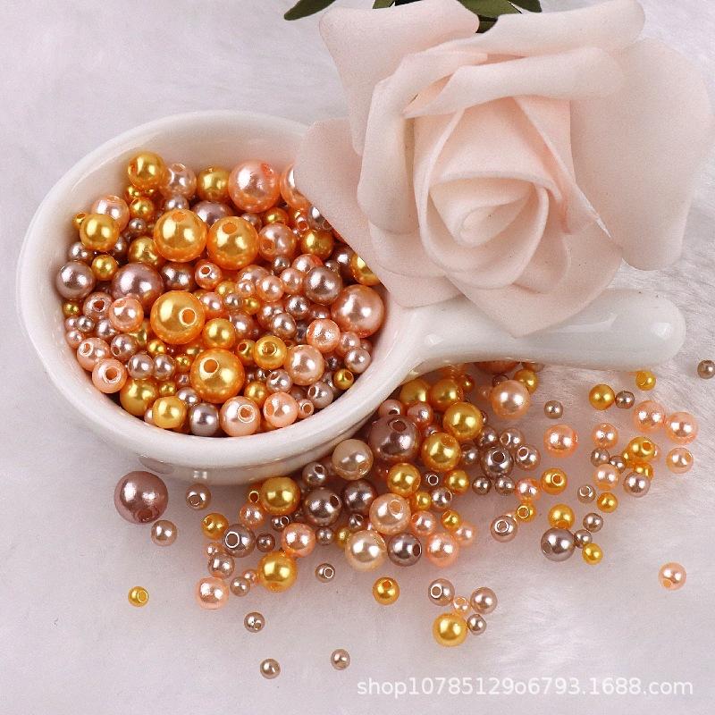 3-8mm Straight Hole Round ABS Imitation Pearl Multicolors Round Acrylic Beads Loose Beads for DIY Craft Scrapbook Decoration