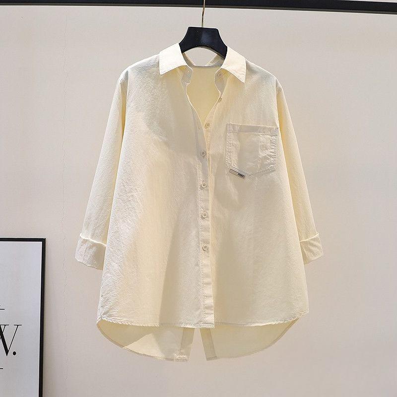 Plus Size Irregular Back Split Casual Elegant All-Match Loose Shirts And Blouses Women Solid Button Pocket Youthful Clothes Top