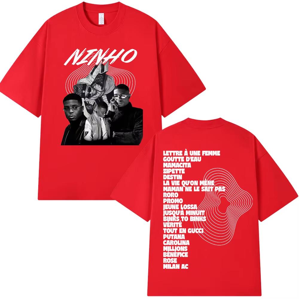Rapper Ninho album graphics 100Cotton music Tshirt Men 2026 New Summer Hip hop unisex ventilate Short sleeve shirt fan gifts