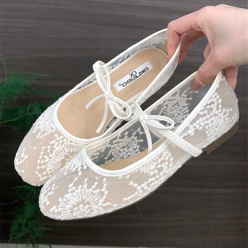 

Модные сетчатые кружевные дышащие балетки женские милые с бантом вышитые туфли Мэри Джейн летняя мода комфорт дизайнерский бренд пляжные сандалии 39