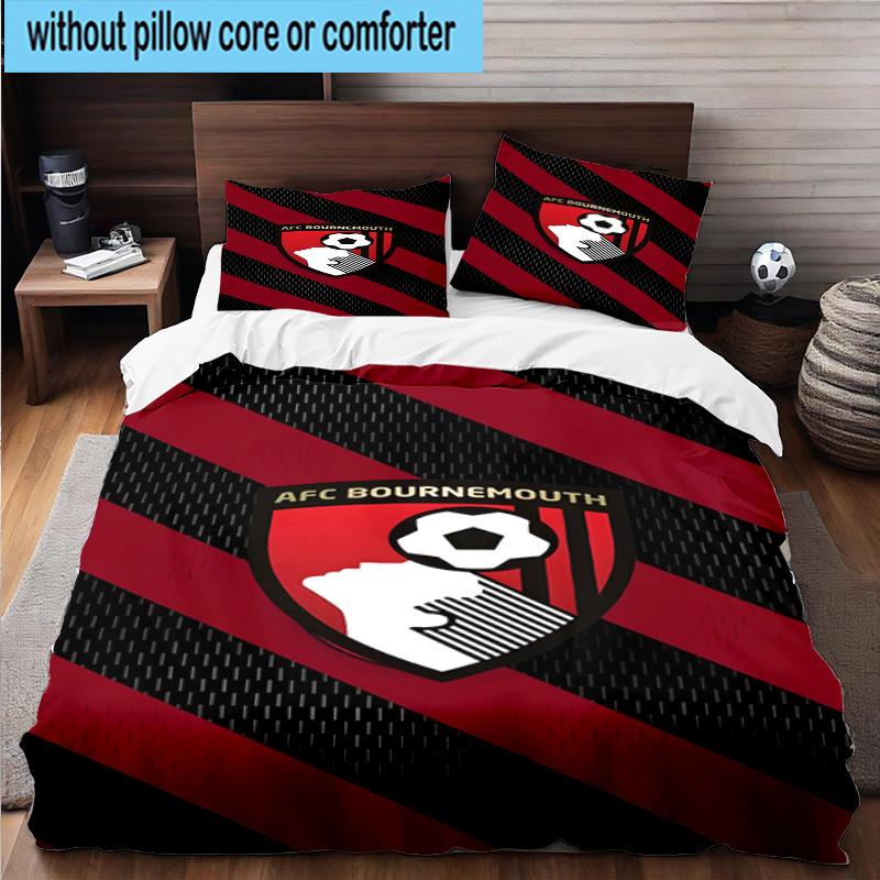 Set Biancheria da Letto Stampato con Stemma AFC Bournemouth 3 Pezzi Copripiumino Chiusura Include 1 Copripiumino e 2 Federe Set Biancheria da Letto Decorazioni per la Casa Regali