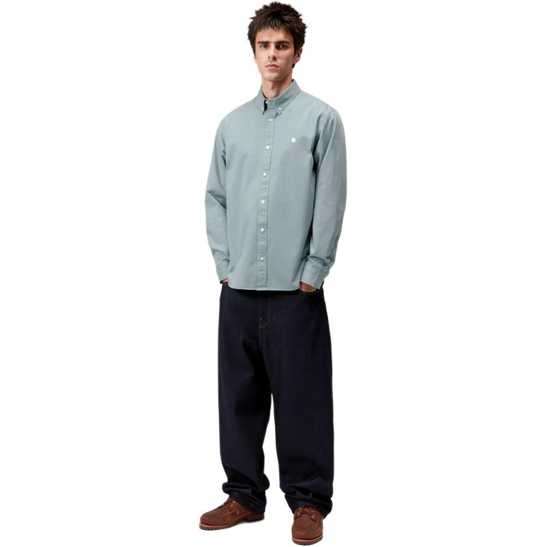 Carhartt WIP FW25 Madison Shirt Logo Embroidered Casual Button Long Sleeve Shirt Men Shirts I023339-39H-XX