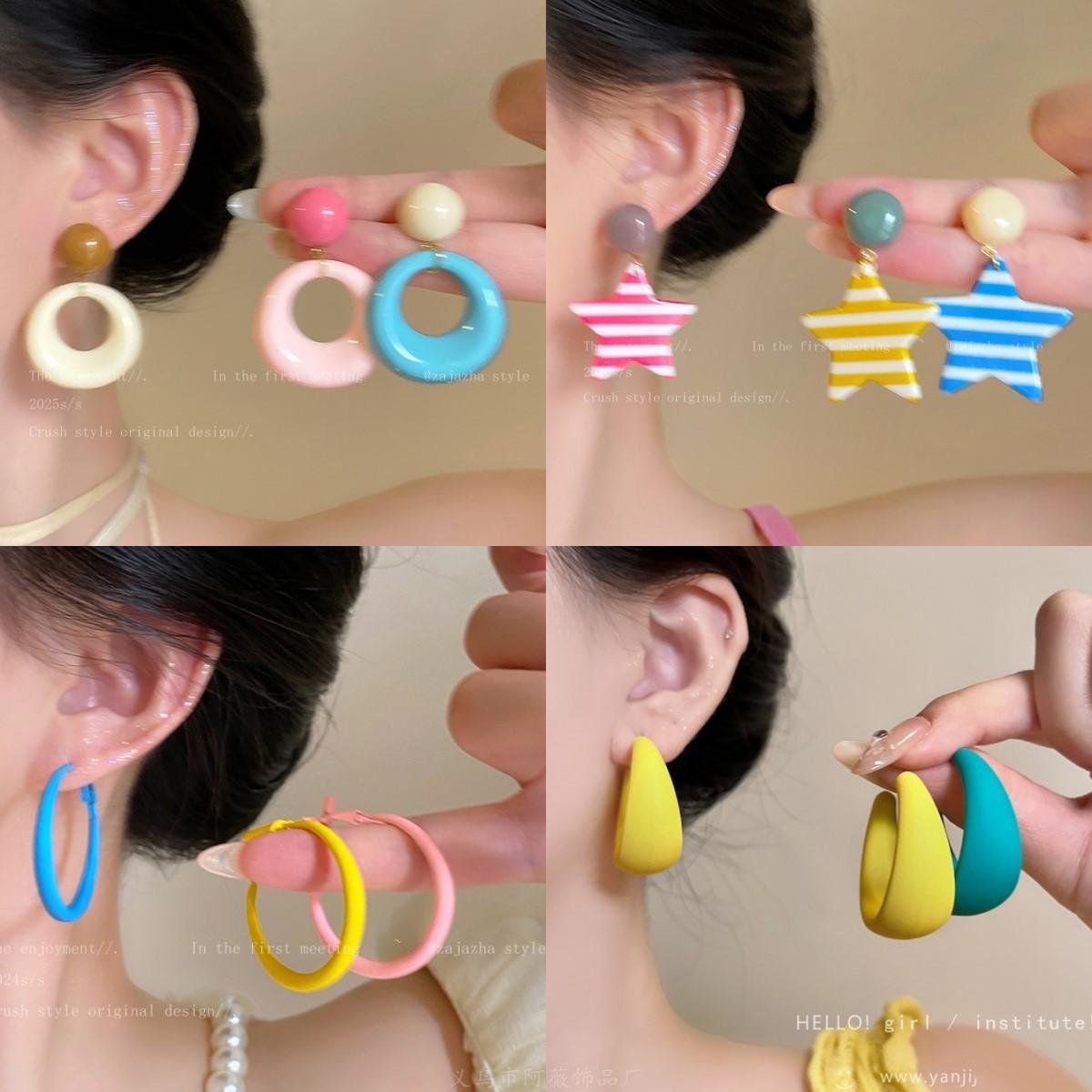 

Flower tassel earrings sweet stud earrings niche temperament versatile earrings women