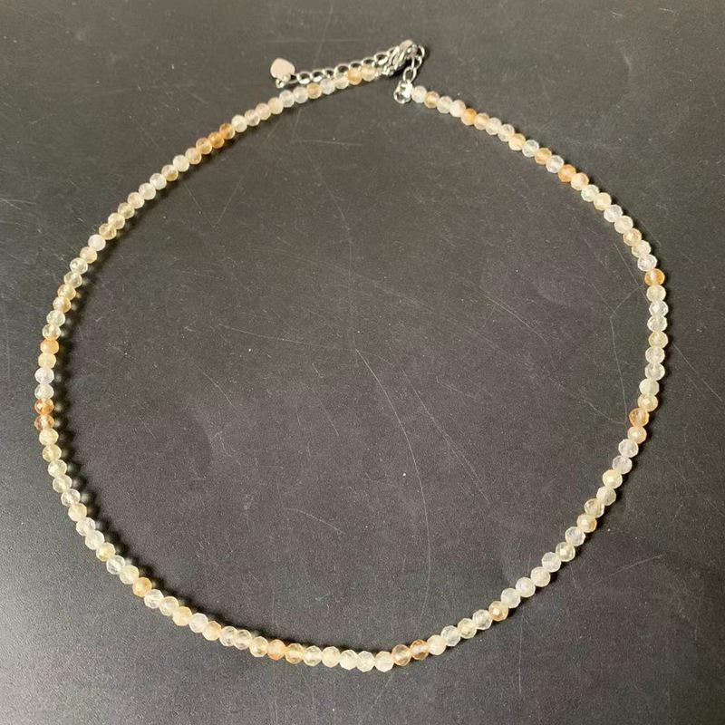 3mm Faceted Natural Stone Necklace with Citrine, Agate, Tourmaline, and Moonstone Beads