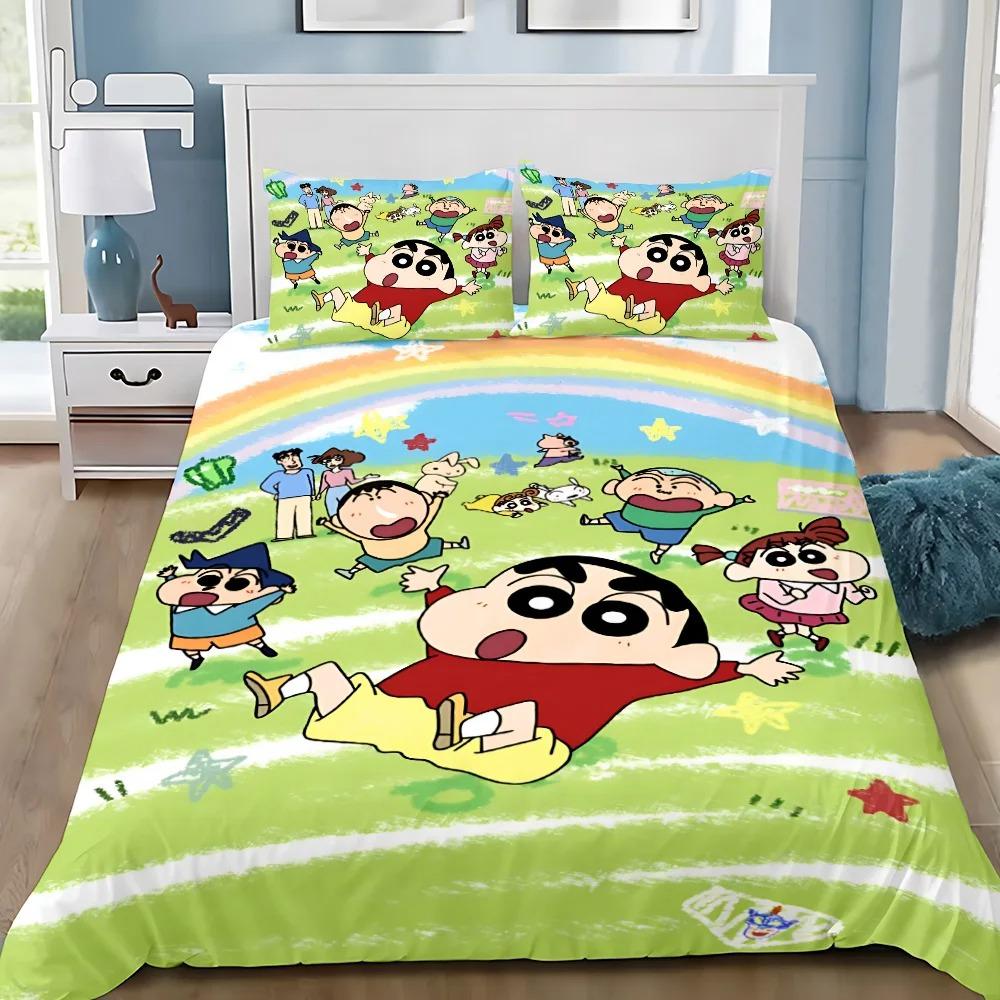 Cute Shin-Chans Catoon Crayon Duvet Cover Set Bedding Set Bedroom Decoration 2/3piece set Youth Kids Girl Boys Gift