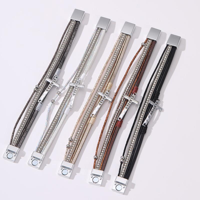 Jewelry Bohemian hand-woven cross bracelet light luxury micro-magnetic buckle bracelet