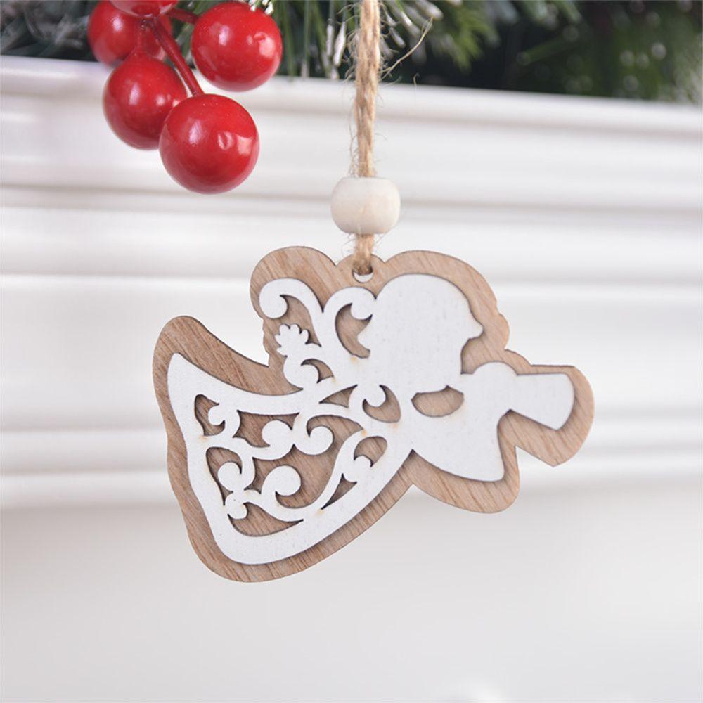 Love Snowflake Christmas Tree Ornament Wooden Hanging Pendants Christmas Decoration Kids Gifts
