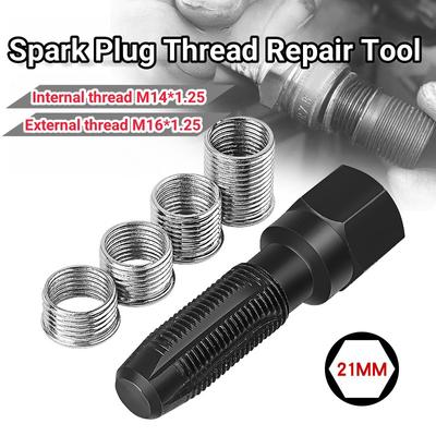 14mm závitník do hlavy válců automobilu, přeřezávání závitů do zapalovací svíčky, sada nástrojů pro opravu závitu Helicoil, objímka otvoru pro zapalovací svíčku pro opravné díly