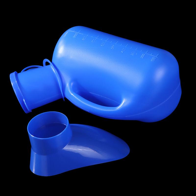 User-friendly 1000ML Pee Bottle, Blue Mobile Toilet with Lid, Unisex Urine Storage Tool for Travel