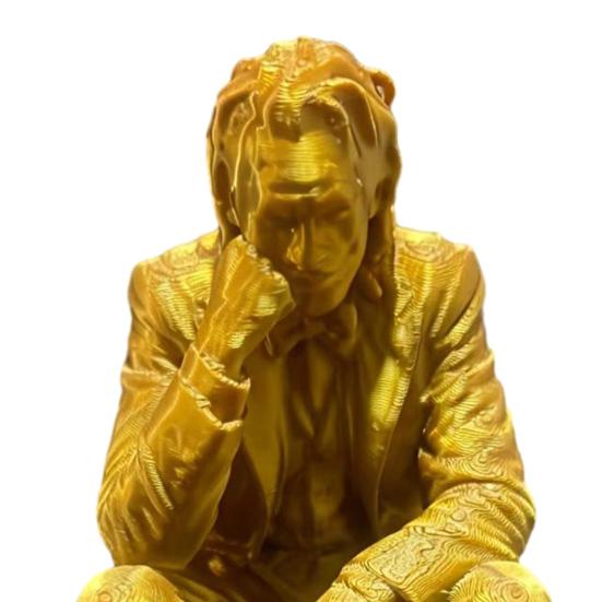 3D Printed Thinker Figurine, Small Upset Clown Shelf Sitter for Living Room Bookshelf Office Desktop Decor